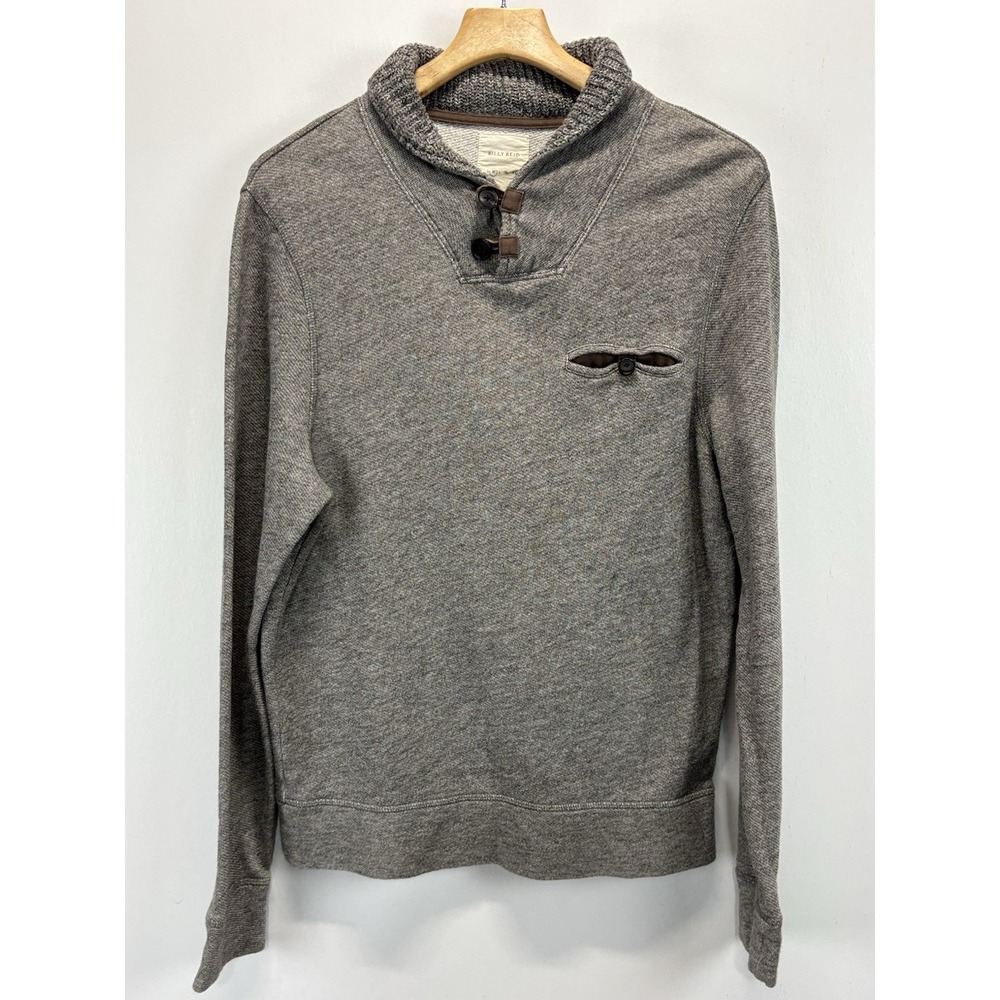 Billy Reid Sweater Mens Medium Brown Grey Shiloh Shawl Neck Pullover Preppy